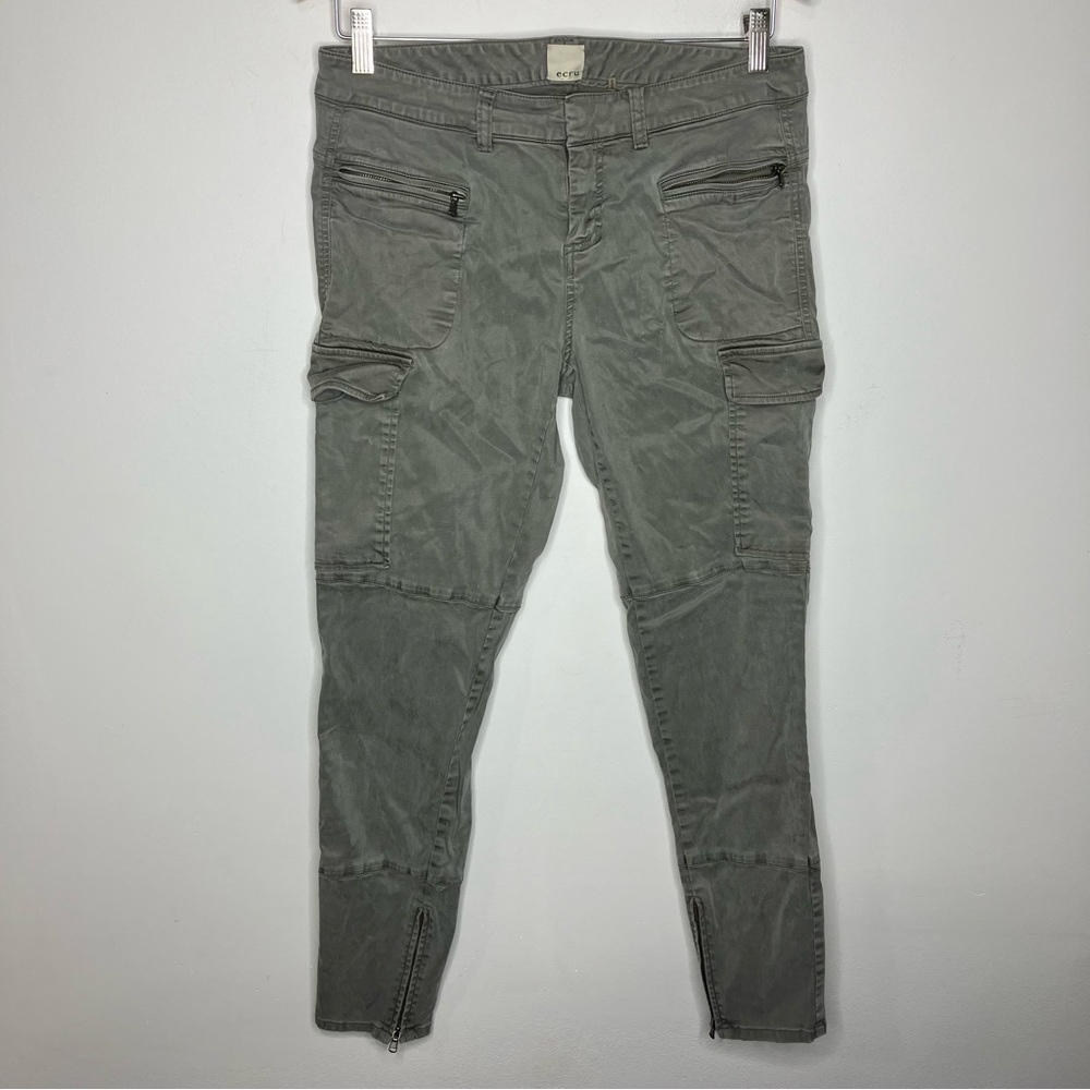 Ecru gray patchwork Moto skinny pants‎ cargo pants